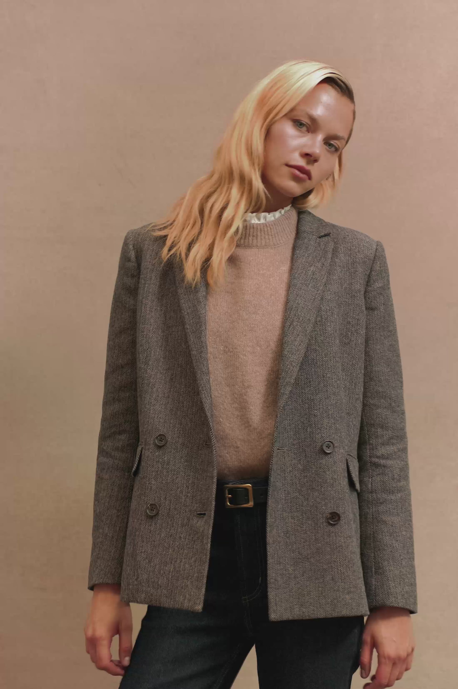 JAC BLAZER - CAMEL BLACK HERRINGBONE