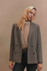 Jac Blazer in Camel Black Herringbone, showcasing a professional silhouette and textured wool-blend fabric - front view featured on model.
