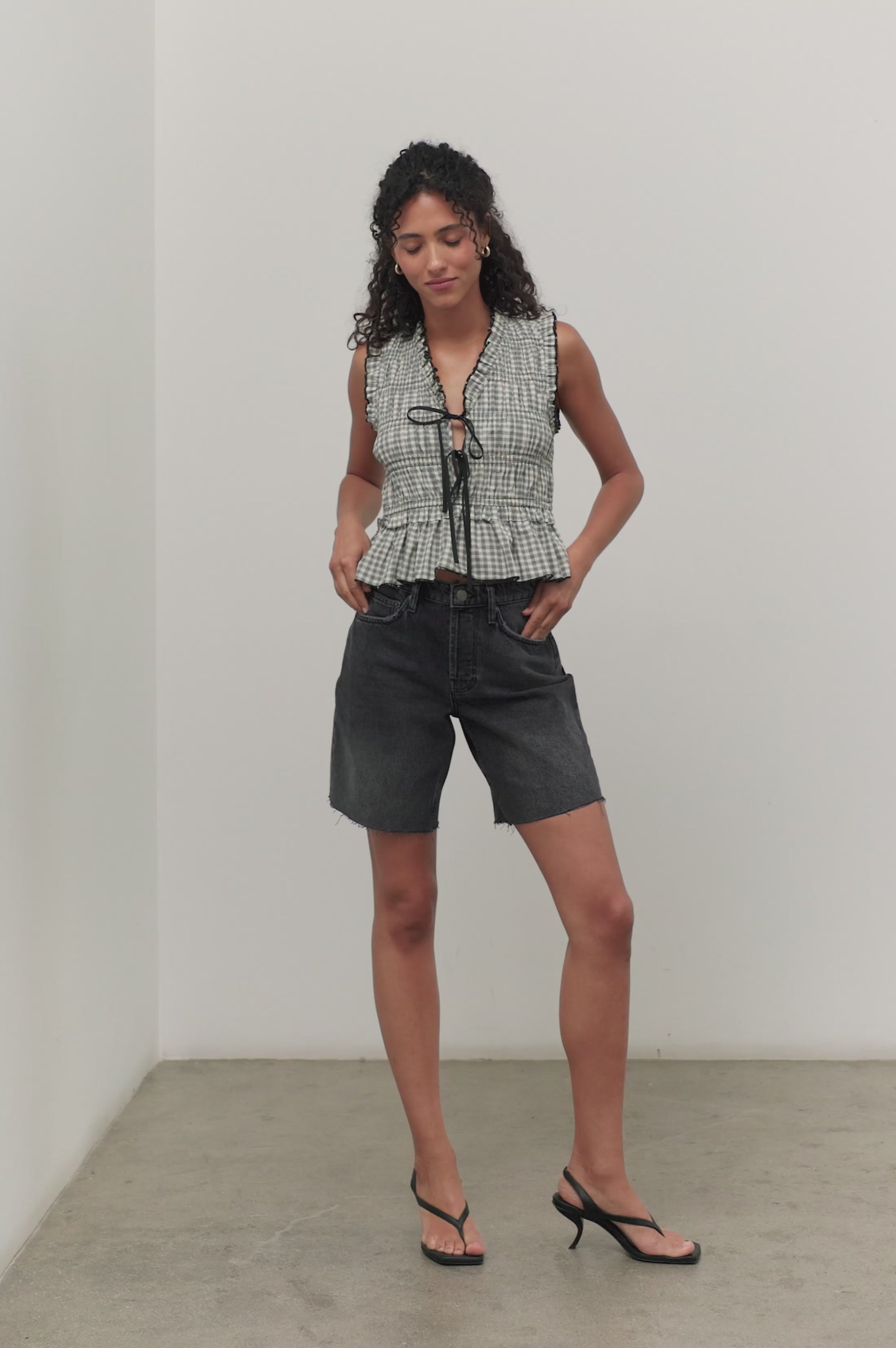 MARTINE TOP - IVORY JET GINGHAM