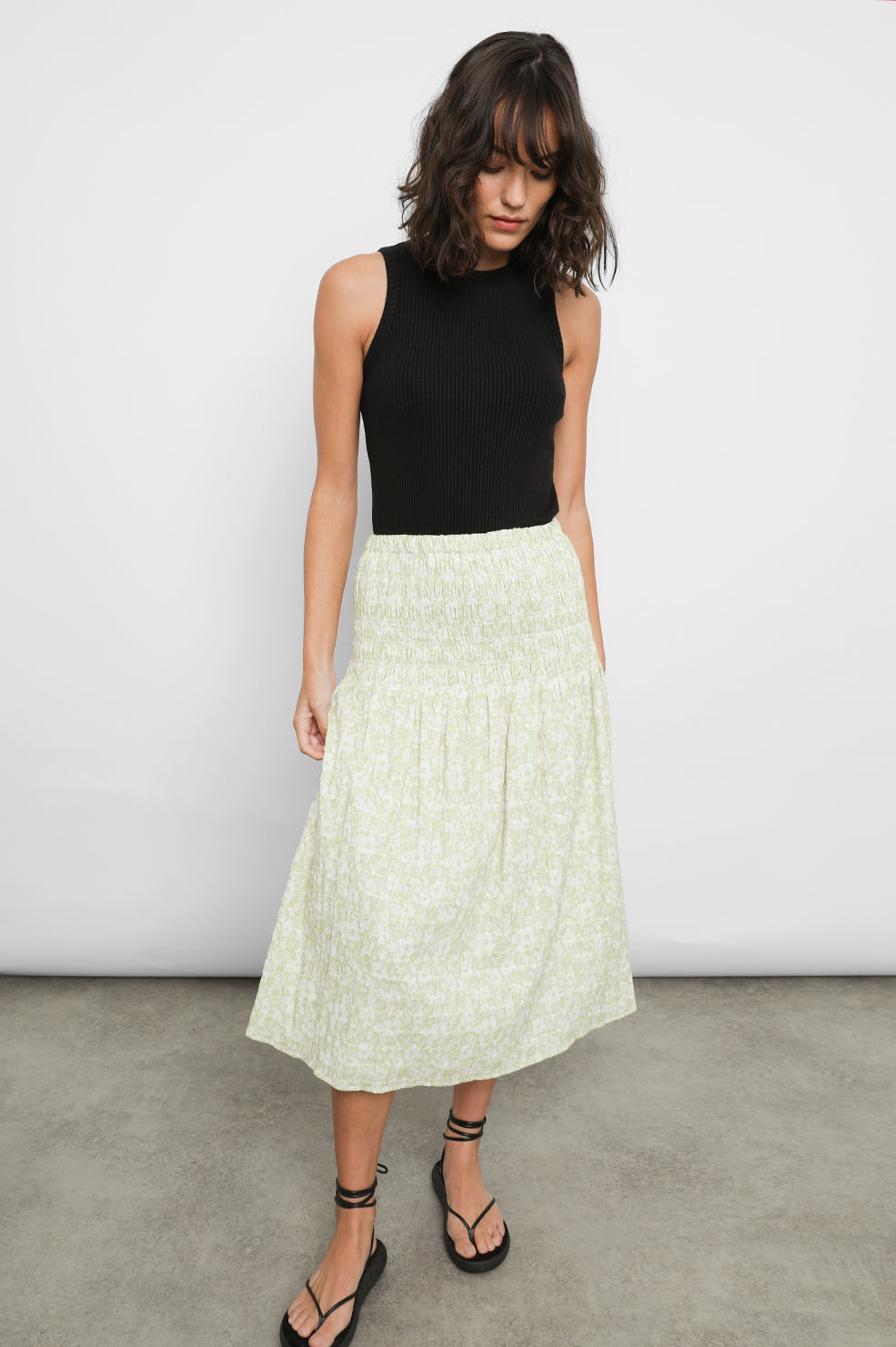 The Racer Tank Black Tank Top - full front body styled