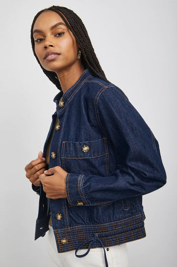 ALMA RAW DENIM JACKET-SIDE ANGLE