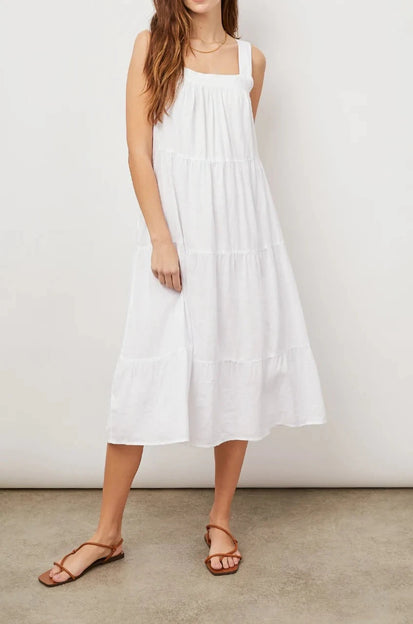 Amaya Bright White Tank Dress - front full body