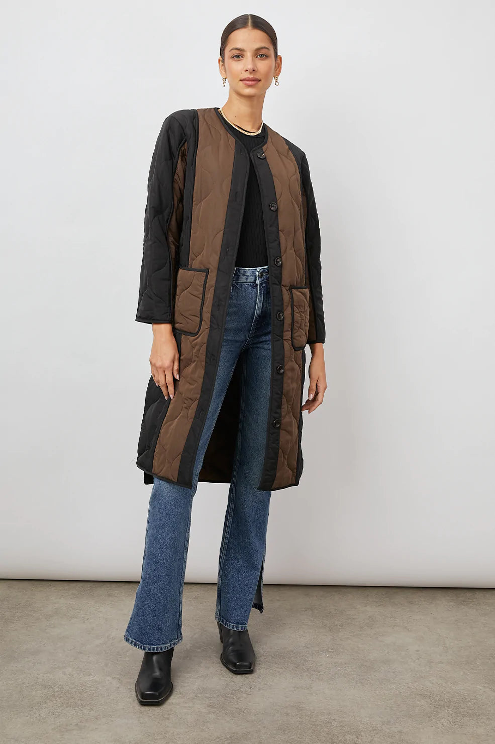 ANDRES BLACK BROWN MIX COAT-FULL FRONT BODY