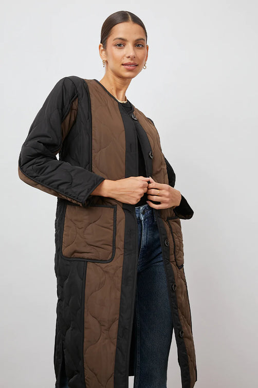 ANDRES BLACK BROWN MIX COAT- FRONT OPEN