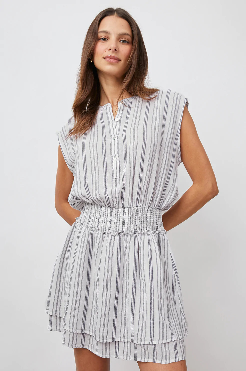 ANGELINA CAPE MAY STRIPE SHORT SLEEVE DRESS- FRONT