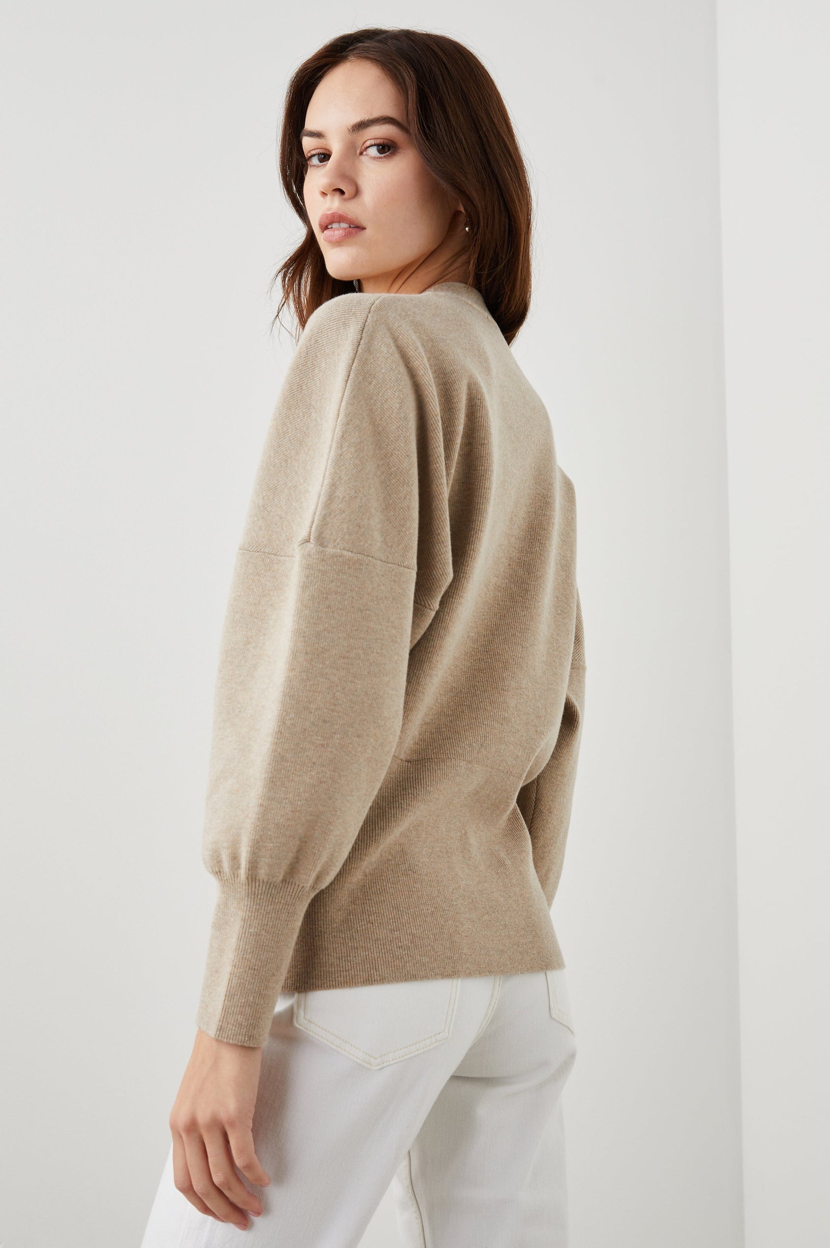 BRUNELLA CARDIGAN OAT - BACK ANGLE