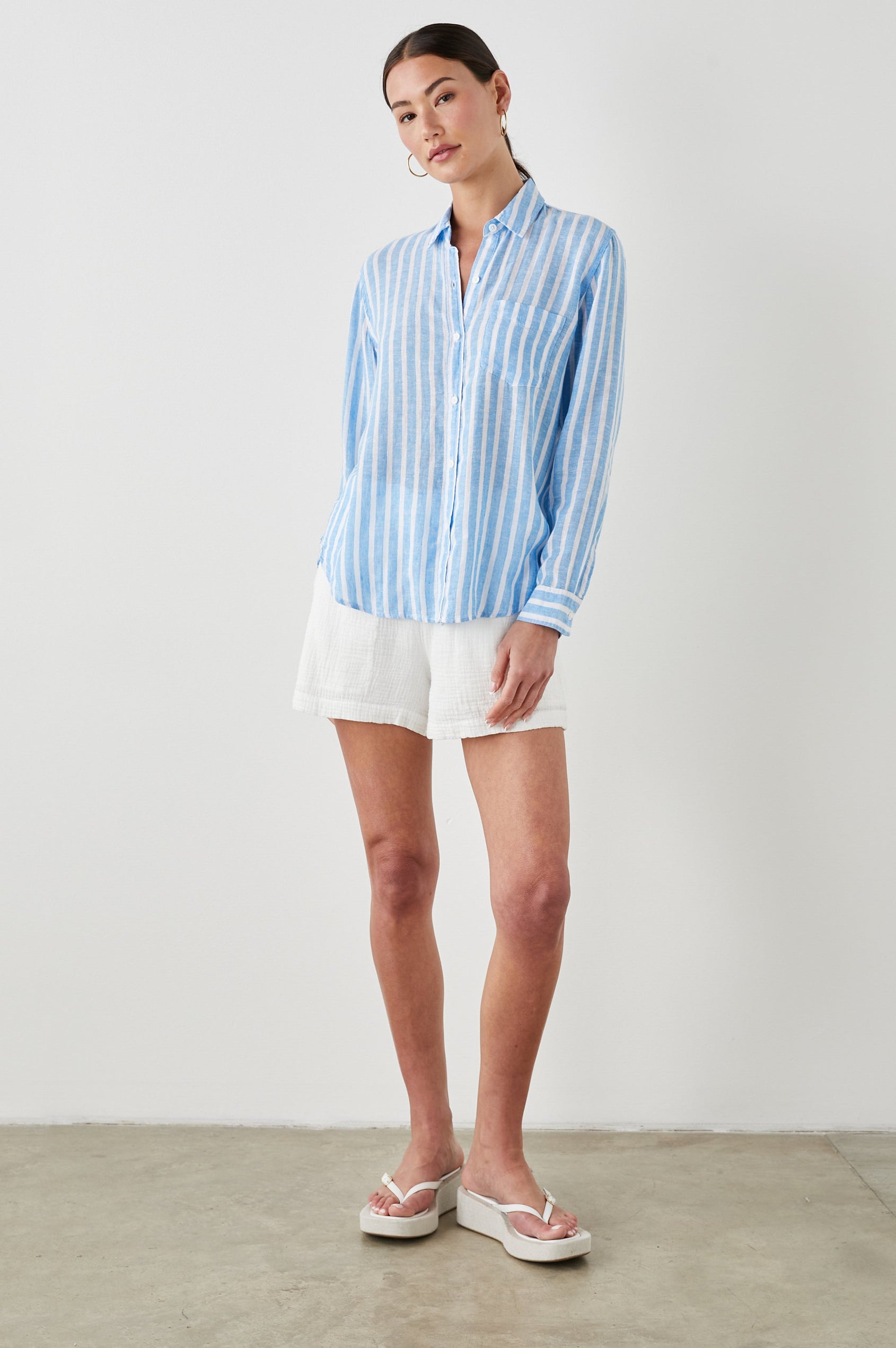 CHARLI SHIRT LAKE STRIPE - FULL FRONT BODY