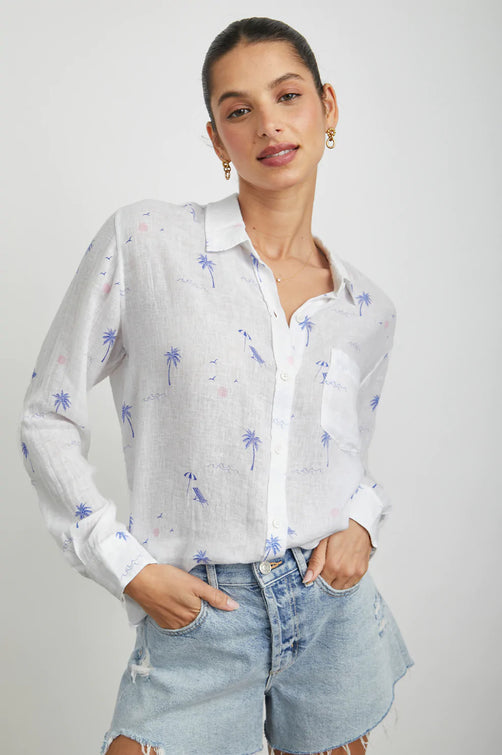 CHARLI MALIBU BEACH LONG SLEEVE BUTTON DOWN- FRONT