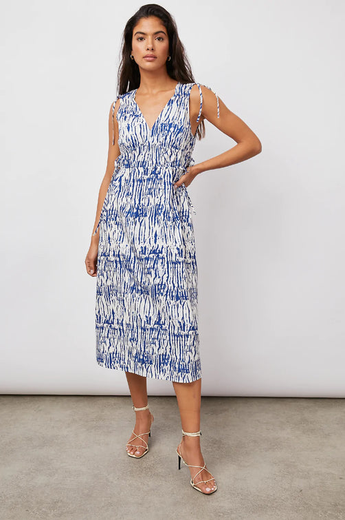 CONSTANTINE COBALT SHIBORI DRESS- FULL FRONT BODY