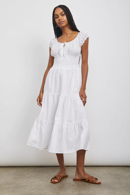 DARIA POWDER WHITE DRESS- FRONT