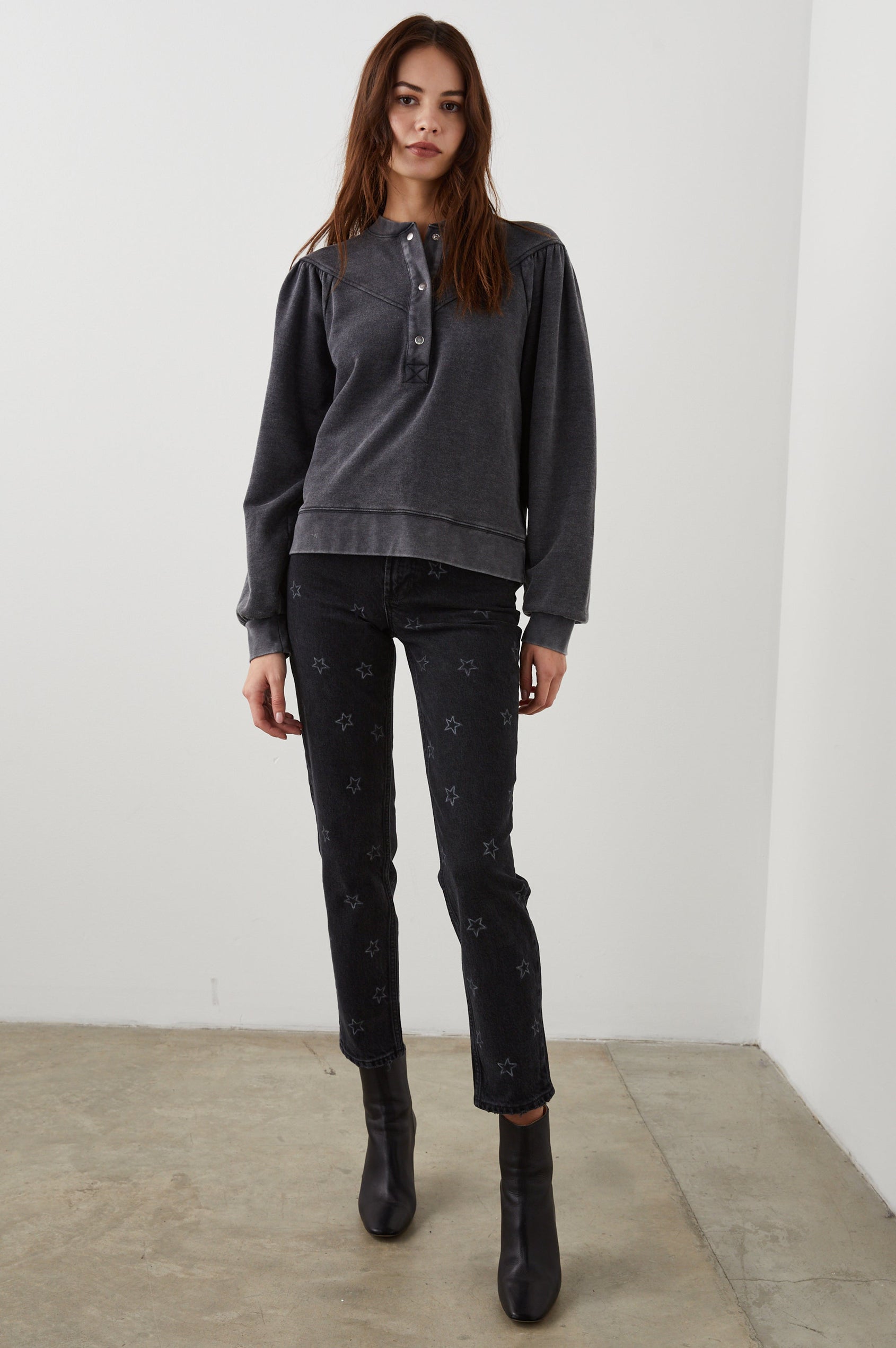 DEX SWEATSHIRT BLACK ACID WASH - FULL FRONT BODY