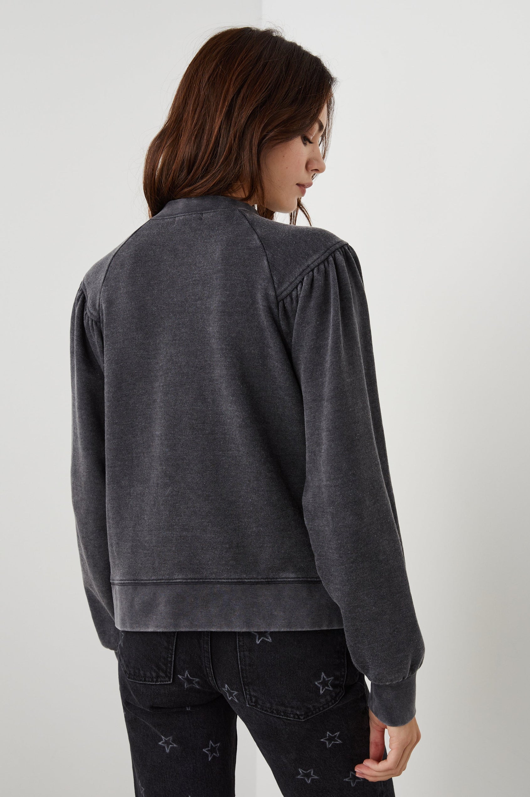 DEX SWEATSHIRT BLACK ACID WASH - BACK