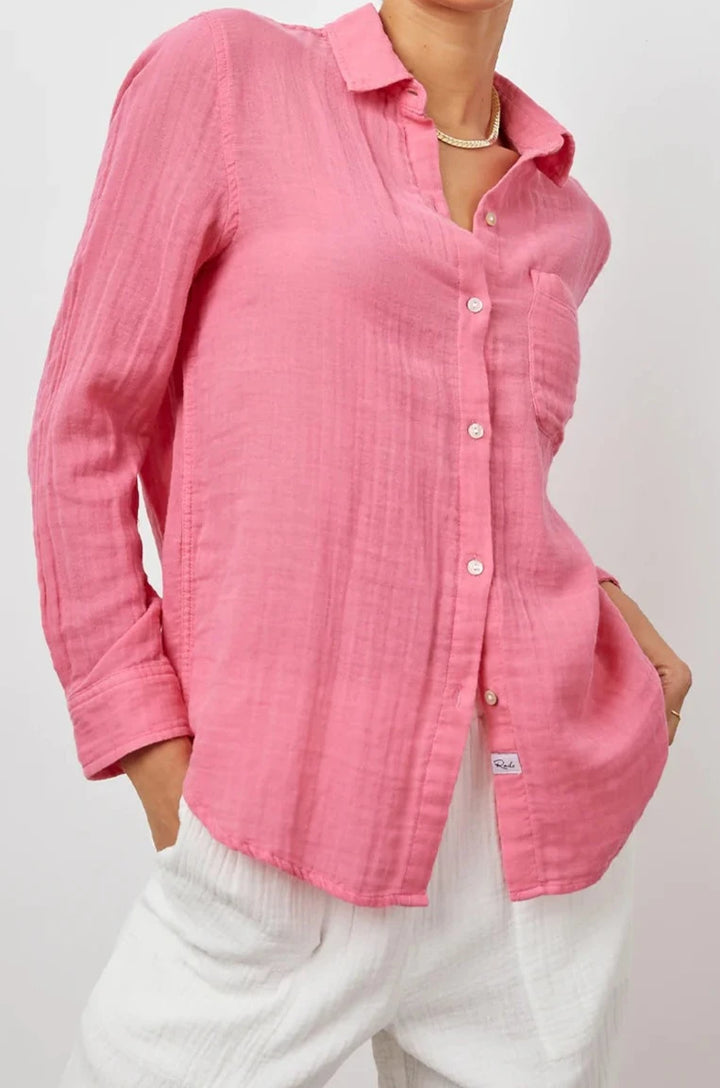 ELLIS MALIBU PINK TOP- FRONT UNTUCKED