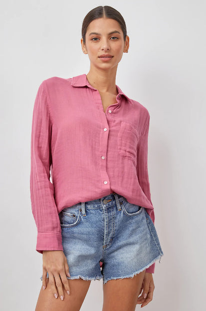 ELLIS PINK PUNCH LONG SLEEVE BUTTON DOWN- FRONT