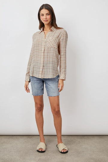 ELLIS SAND CREAM LONG SLEEVE BUTTON DOWN- FRONT FULL BODY