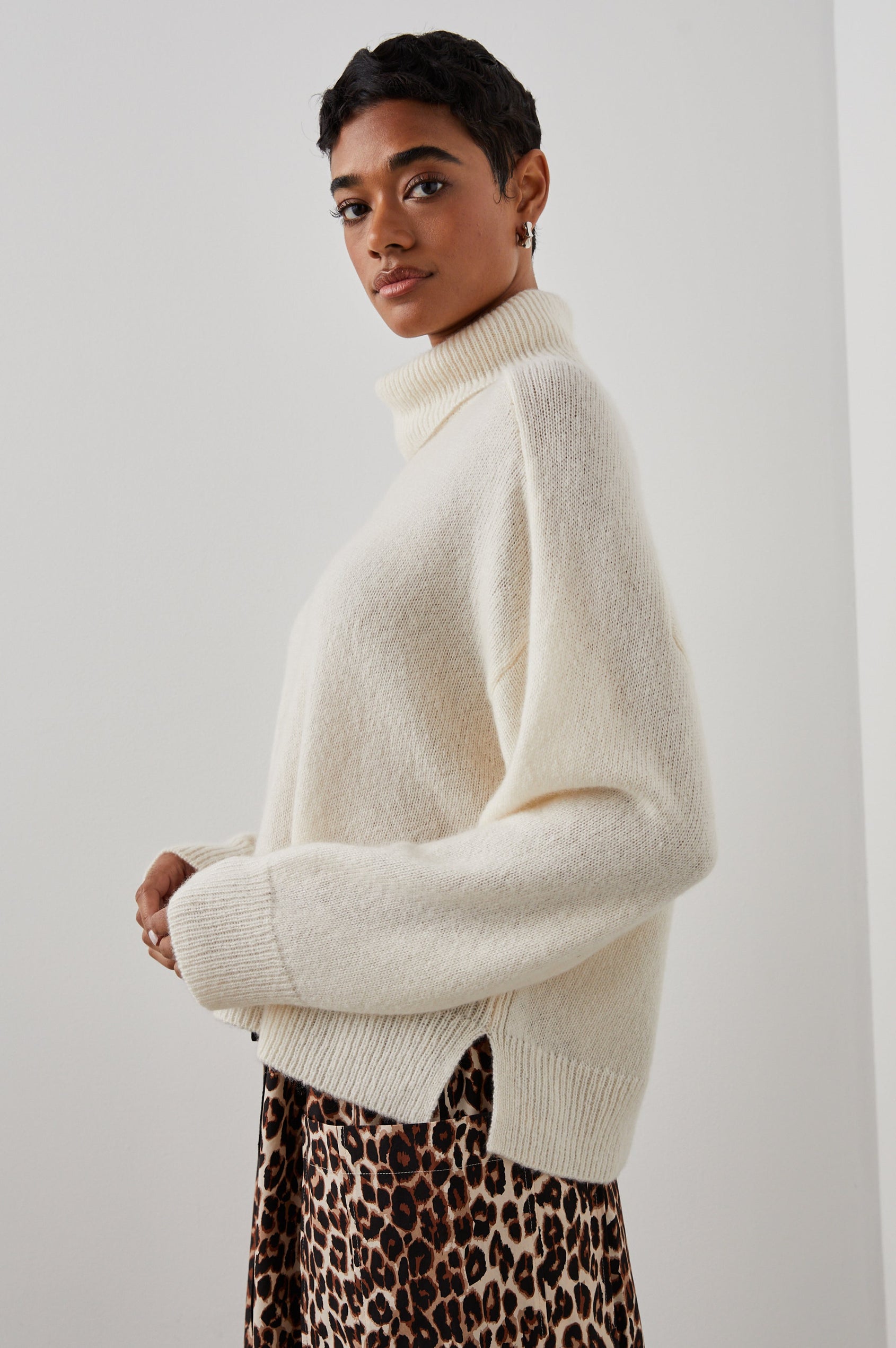 ESTELLE SWEATER IVORY - SIDE ANGLE
