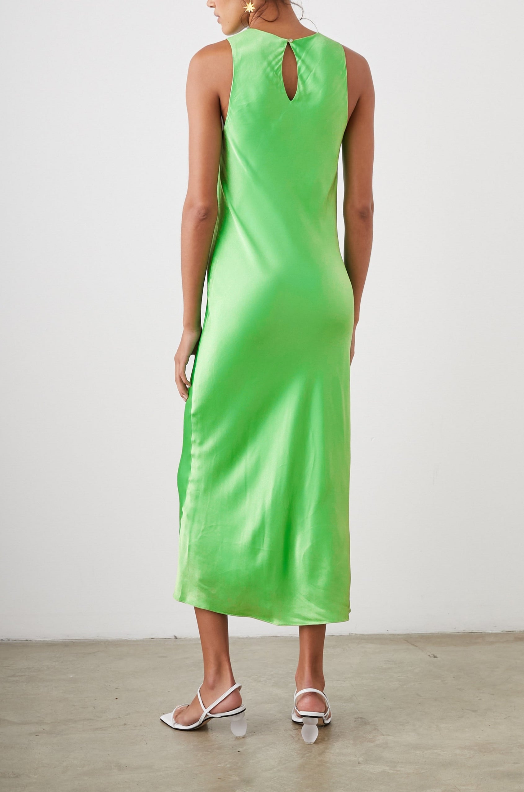 FIONA DRESS VIBRANT GREEN - BACK