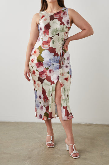 GABRIELLA DRESS PAINTED ROSE - FRONT FULL BODY MODEL 2