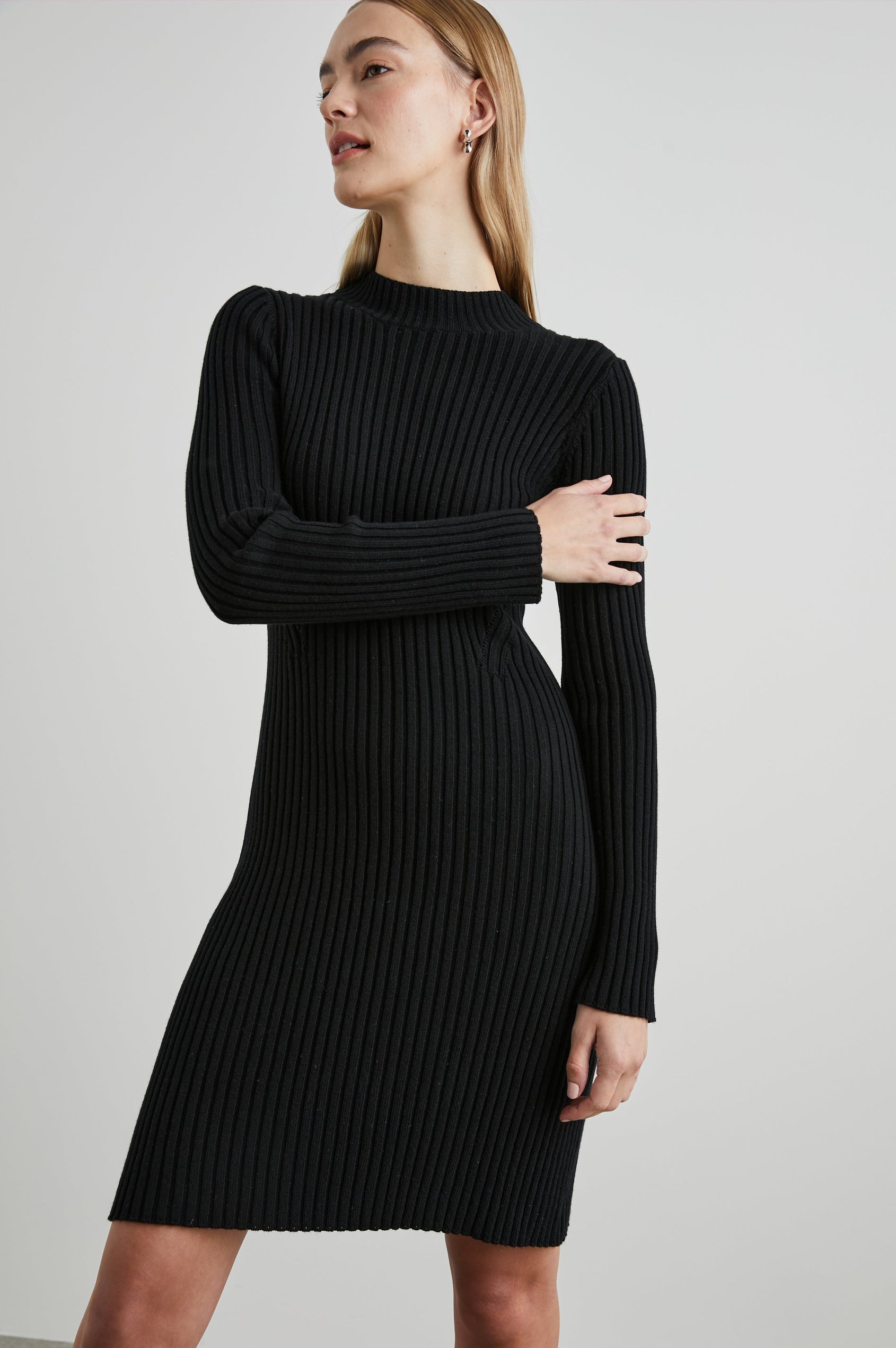 GILLIAN DRESS BLACK - FRONT ANGLE