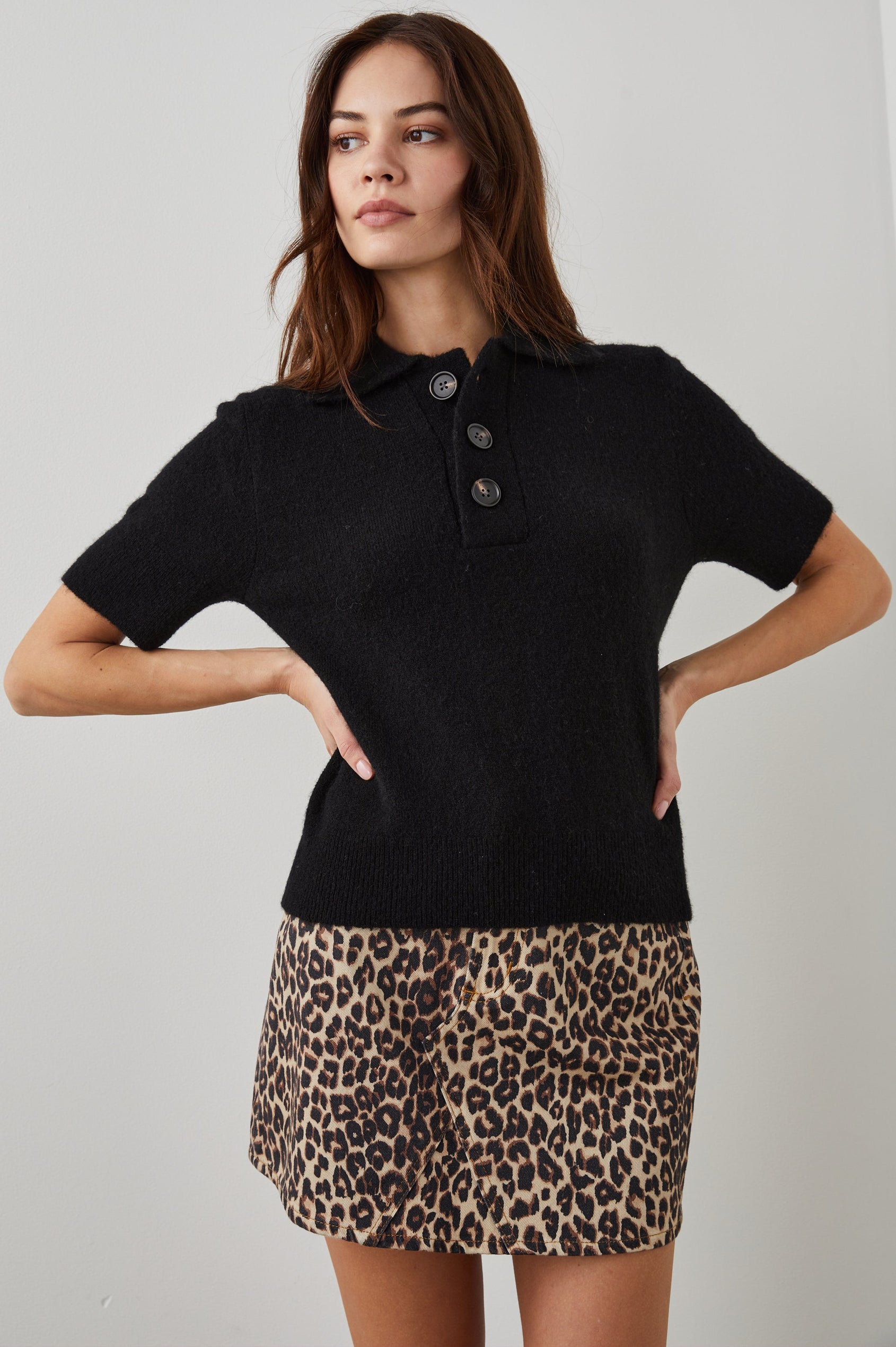 GRETA TOP BLACK - FRONT ANGLE