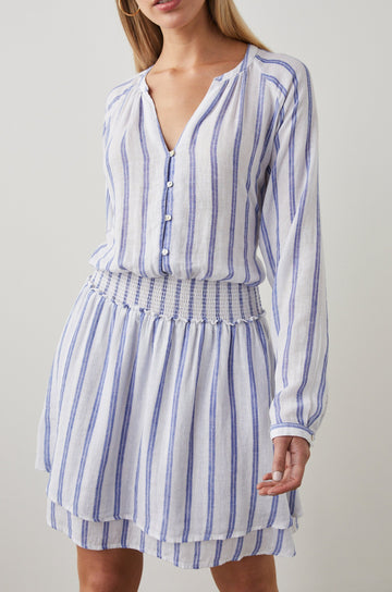 JASMINE DRESS VILLA STRIPE - FRONT MODEL 2