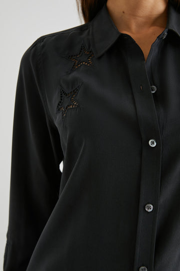 KATE SHIRT BLACK EYELET STARS - DETAIL
