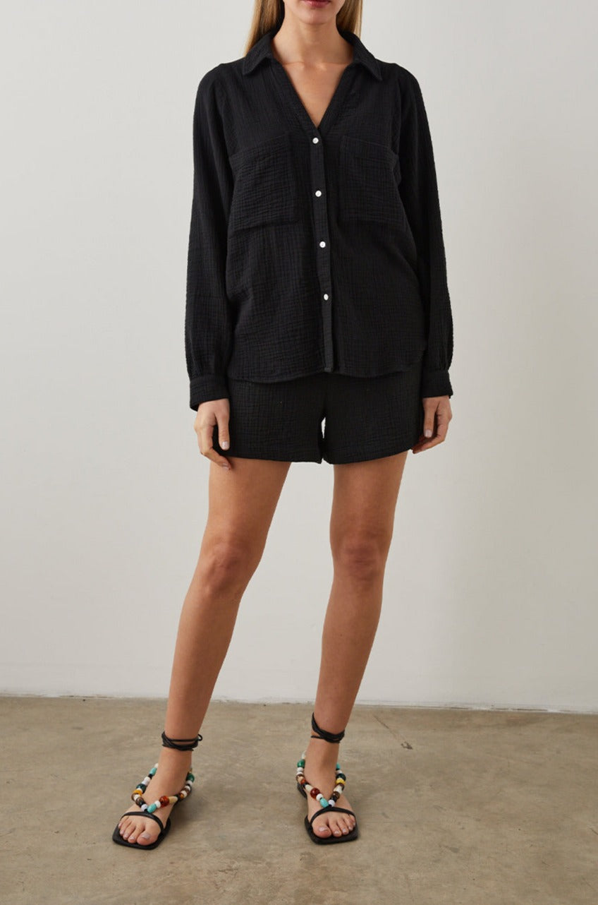 LAUREN SHIRT BLACK - FULL FRONT BODY