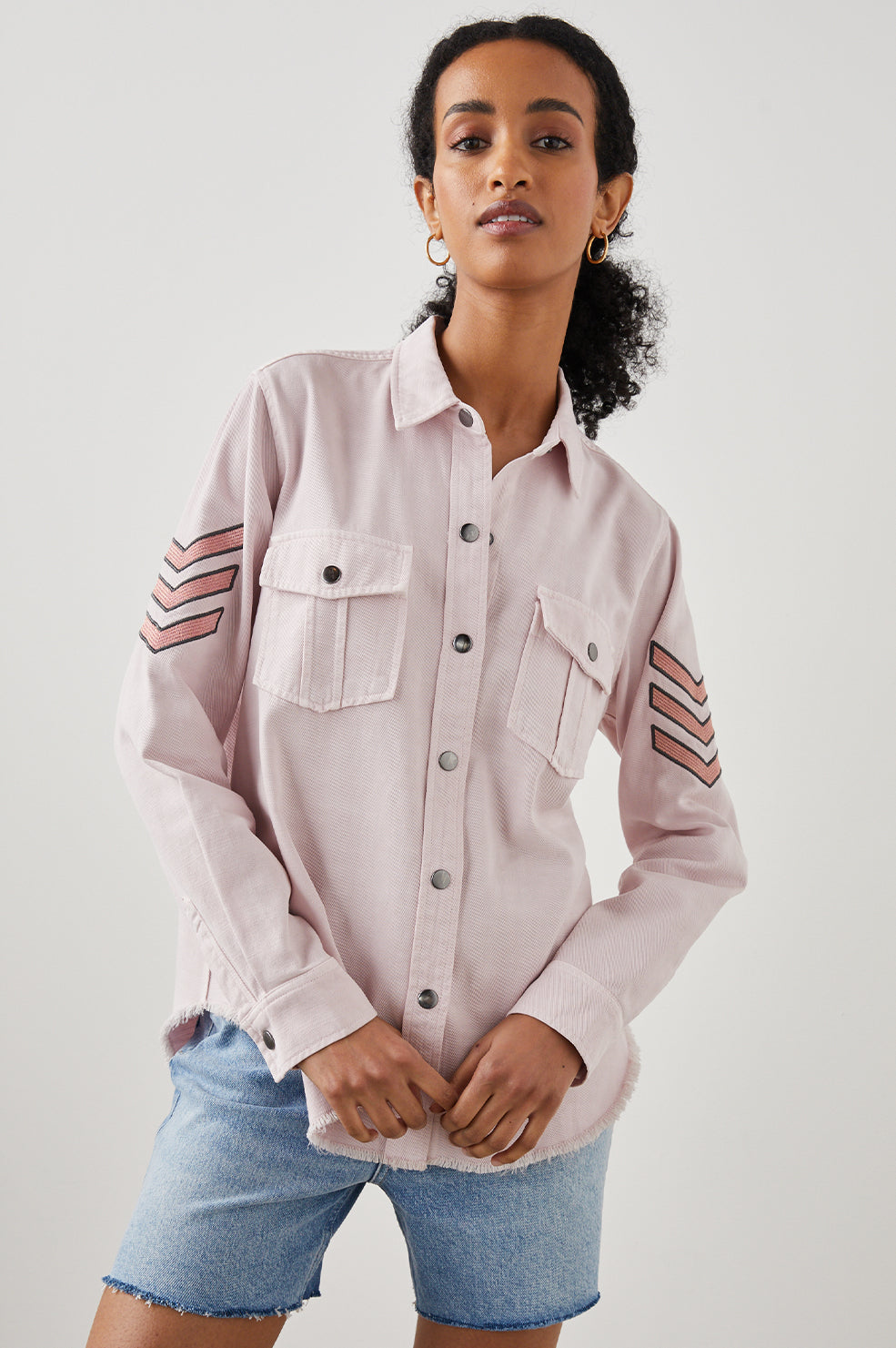 LOREN JACKET ROSE - FULL FRONT BODY MODEL 2