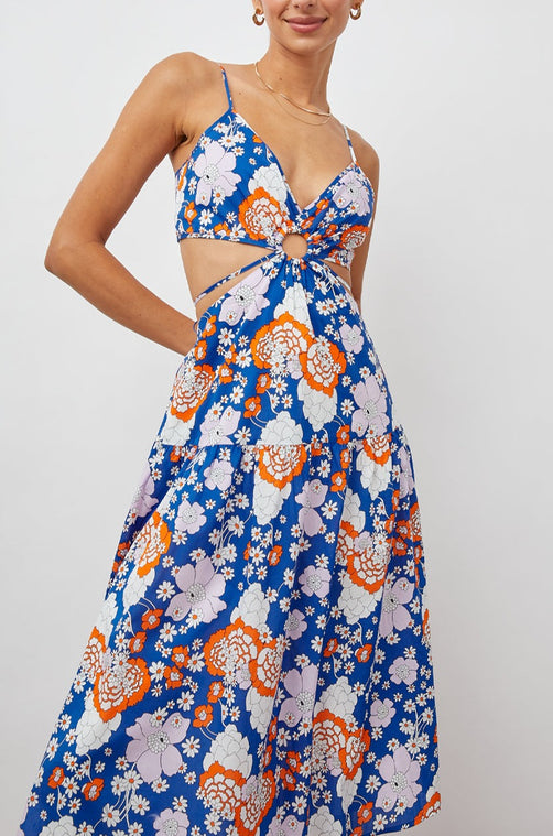 LOURDES COBALT FLORAL DRESS- FRONT