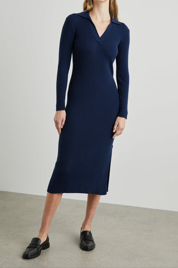 LUCIANA DRESS NAVY - FULL FRONT BODY