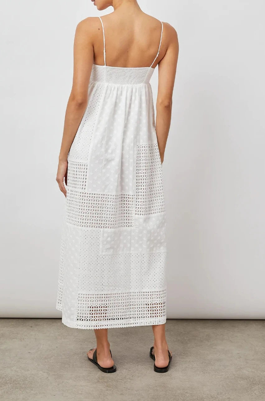 LUCILLE WHITE EYELET MIX DRESS-BACK