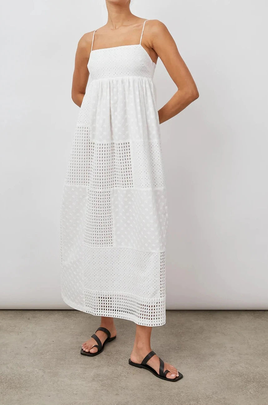LUCILLE WHITE EYELET MIX DRESS-FULL FRONT BODY