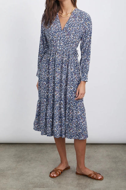 MAPLE BLUE DITSY FLORAL DRESS- FULL FRONT BODY