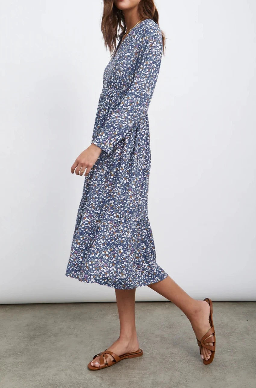 MAPLE DRESS - BLUE DITSY FLORAL