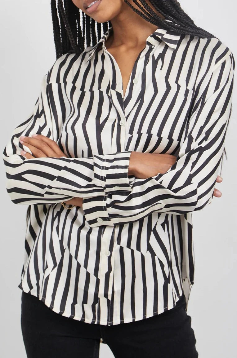 MARA JABBED STRIPE SHIRT-FRONT ARMS CROSSED