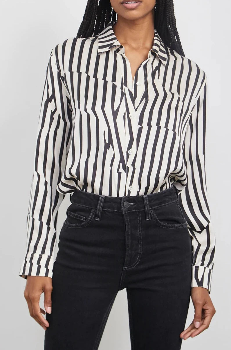 MARA JABBED STRIPE SHIRT-FRONT TUCKED IN