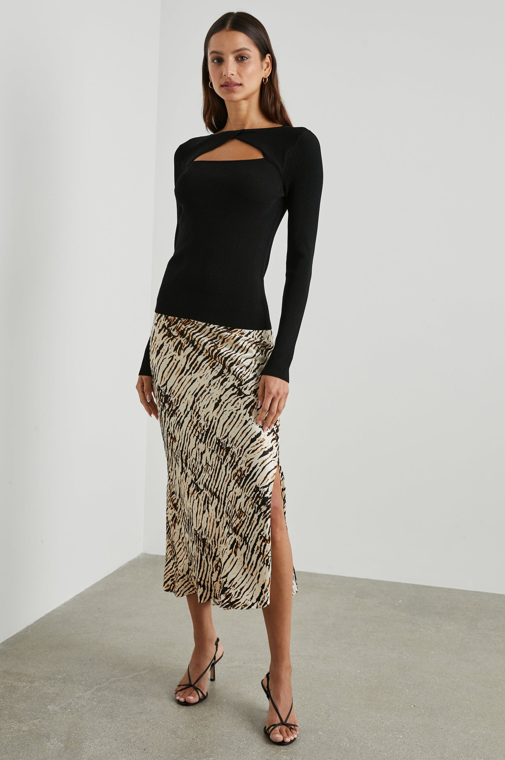 MAYA SKIRT NEUTRAL IKAT - FULL FRONT BODY