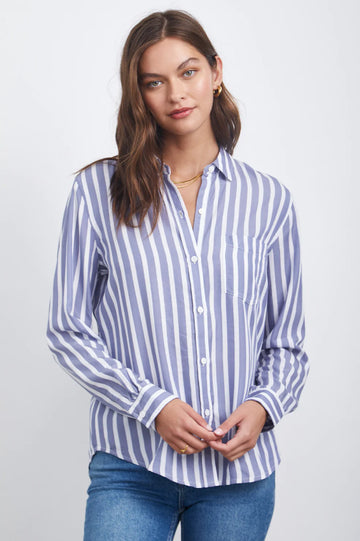 PALOMA TURIN STRIPE LONG SLEEVE BUTTON DOWN -FRONT UNTUCKED