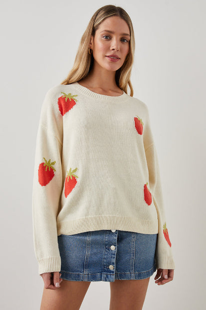 PERCI SWEATER STRAWBERRIES - FRONT UNTUCKED
