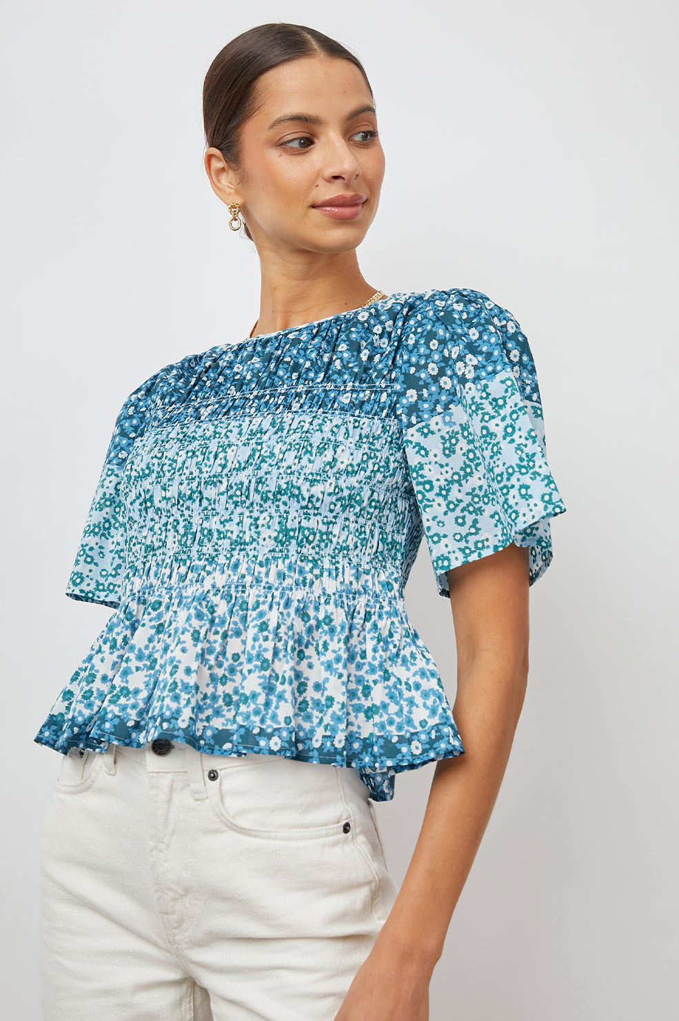 ROSIE STRIPED FLORAL TOP-FRONT