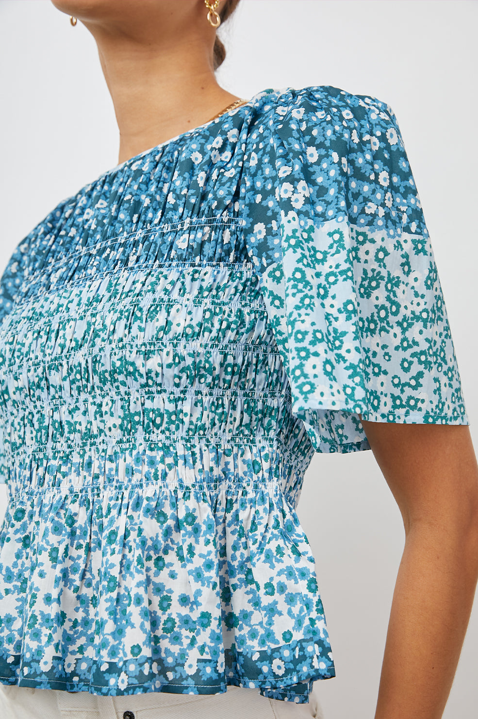 ROSIE STRIPED FLORAL TOP-DETAIL