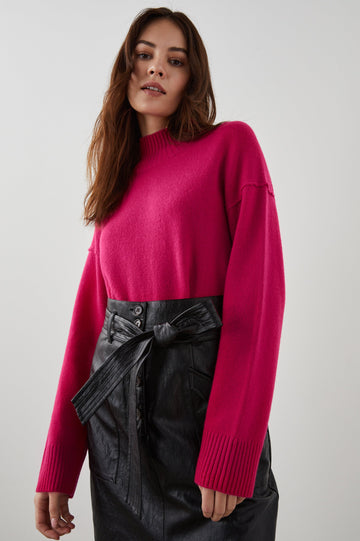 SASHA SWEATER CERISE ROSE - FRONT ANGLE