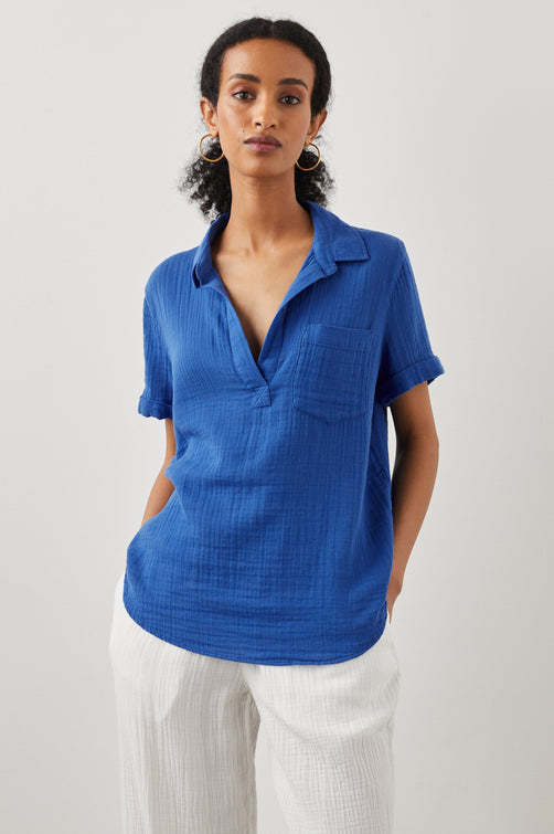 SAVANNAH SHIRT COBALT - FRONT 