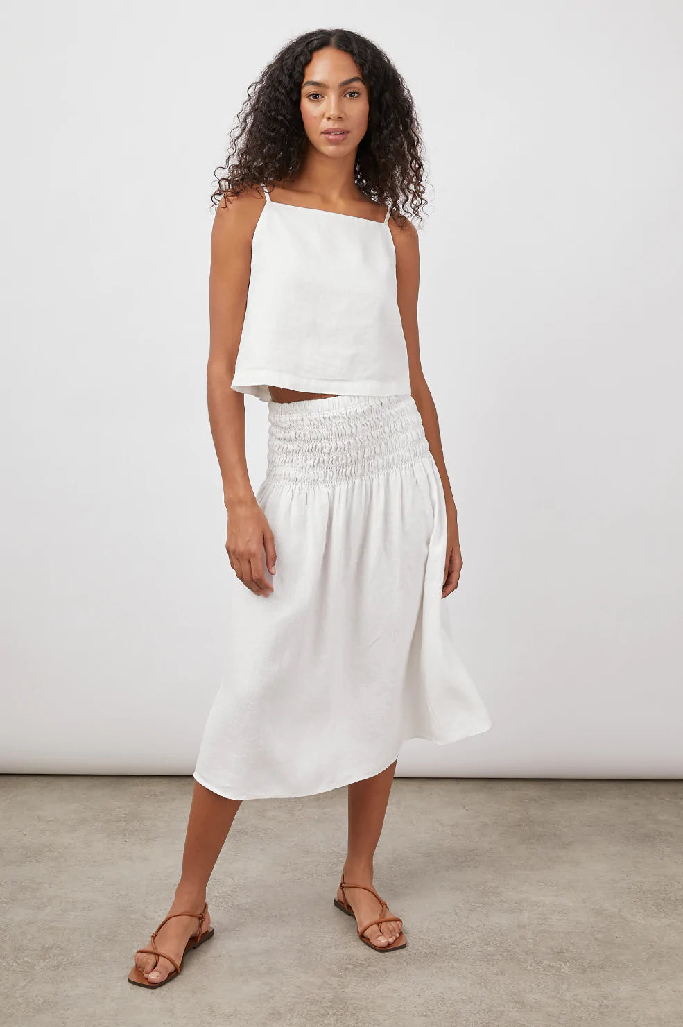 SELENA WHITE MID SKIRT-FULL FRONT BODY