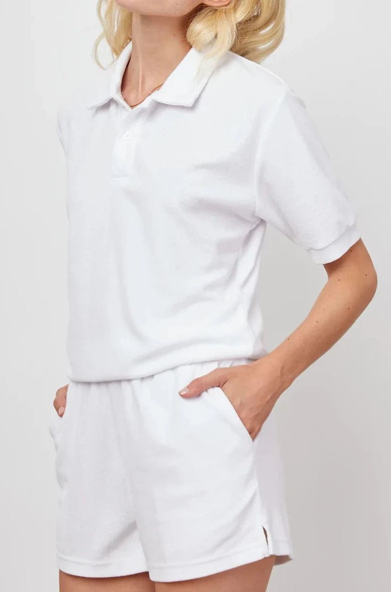 SERENA WHITE POLO-SIDE ANGLE
