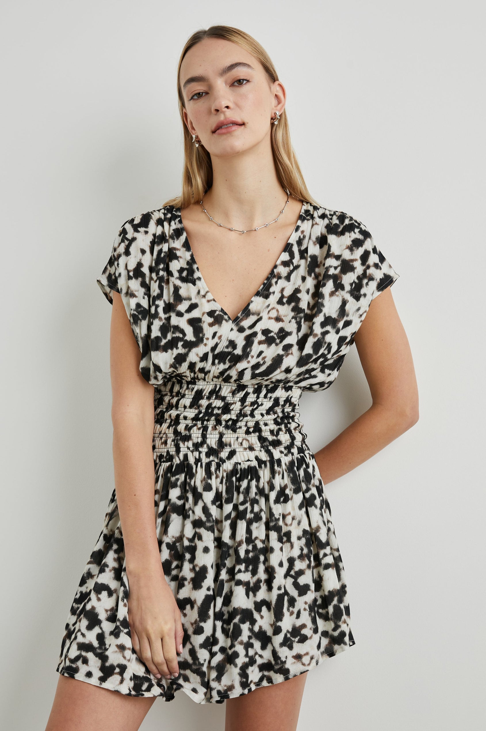 SIERA DRESS BLURRED CHEETAH - FRONT ANGLE