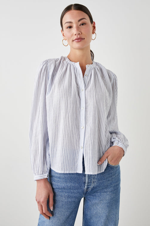 SONNET TOP CINO STRIPE - FRONT UNTUCKED