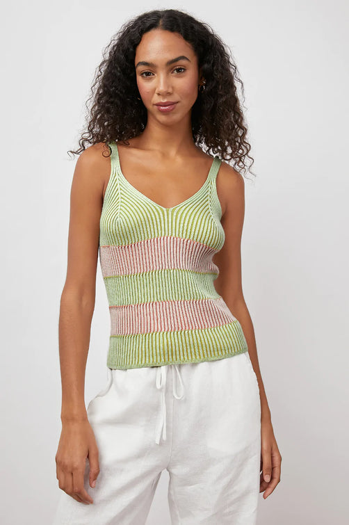 SUNNY SHERBERT RIB STRIPE TANK- FRONT