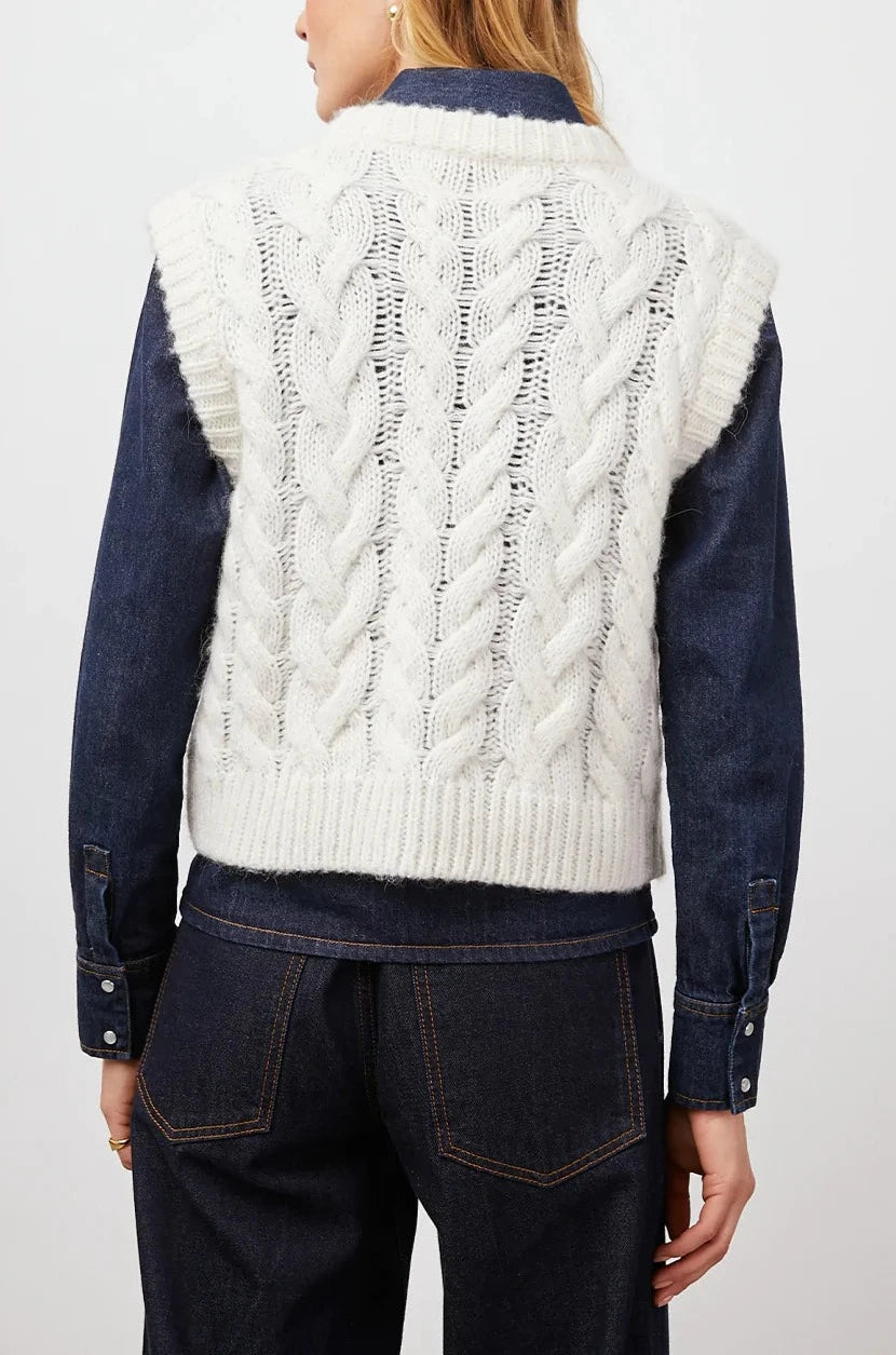ALEXIS SWEATER VEST - IVORY - BACK
