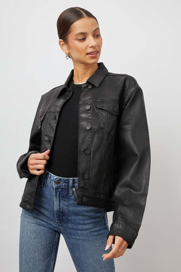 MULHOLLAND JACKET - COATED NOIR
